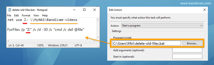 Delete old files, batch file